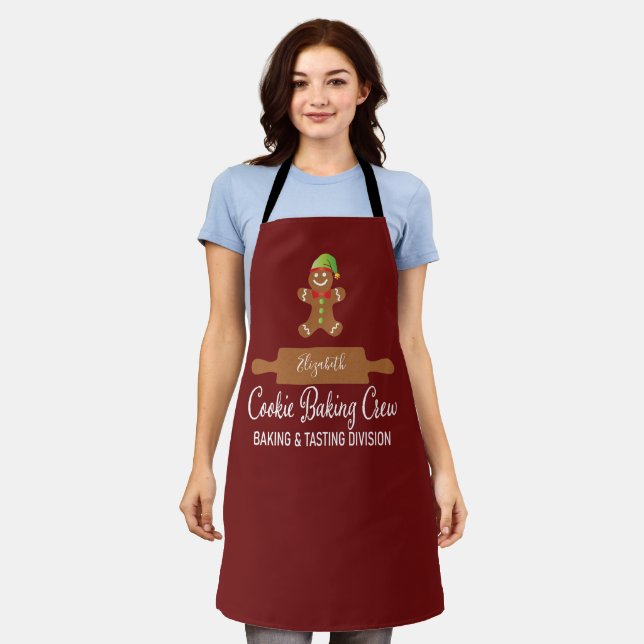 Holiday Christmas Typography Gingerbread Baking Apron (Worn)