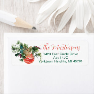 Holiday Christmas Watercolor Return Address Label