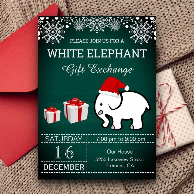 Holiday Christmas White Elephant Gift Exchange Invitation (Creator Uploaded)