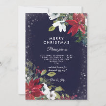 holiday christmas winter floral party invitation