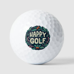 Holiday Christmas with "Happy Golf" inscription Golf Balls