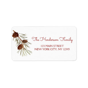 Holiday Christmas Wreath with Pine Cone Branch Label