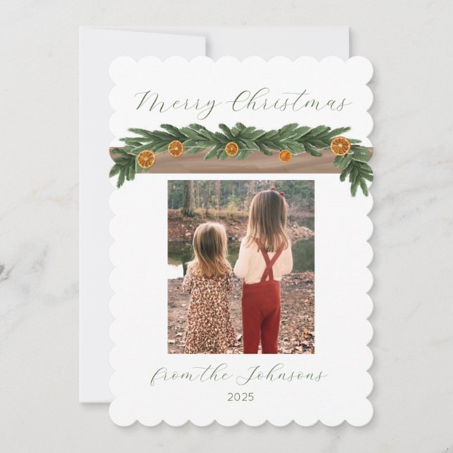 Holiday Citrus Garland - Christmas Card, Script Card (Front)