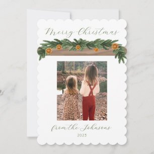 Holiday Citrus Garland - Christmas Card, Script Invitation