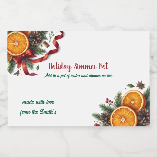 Holiday Citrus Simmer Pot Scents Food Label (Single Label)