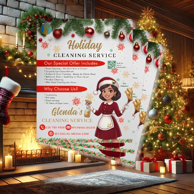 Holiday Cleaning Services Flyer Template QR Code (Creator Uploaded)