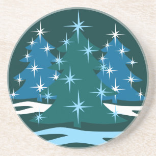 Holiday Coaster Blue Festive Christmas Tree Gift