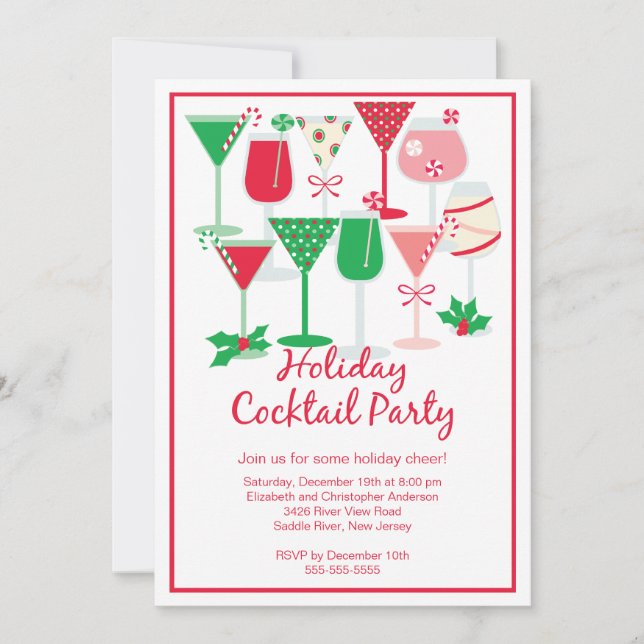 Holiday Cocktail Christmas Party Invitation (Front)
