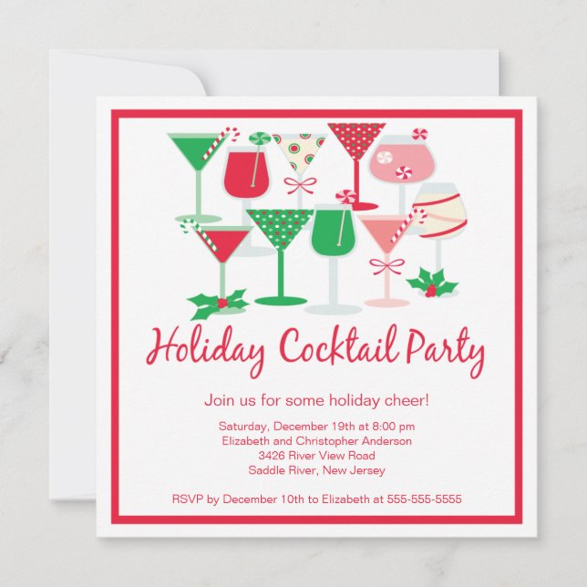 Holiday Cocktail Christmas Party Invitation (Front)