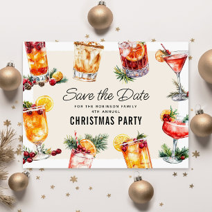 Holiday Cocktail Christmas Party Save The Date Postcard