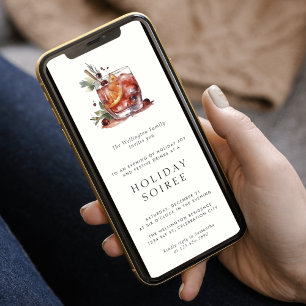 Holiday Cocktail Modern Festive Christmas Party Invitation