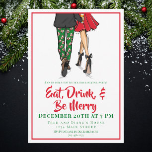 Holiday Cocktail Party Invitation   Festive Couple