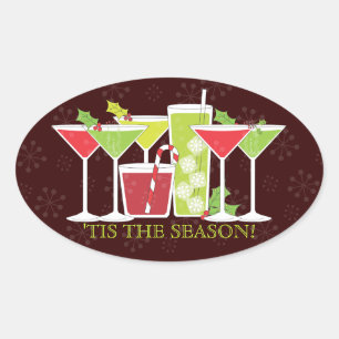 Holiday Cocktail Party Invitation Sticker