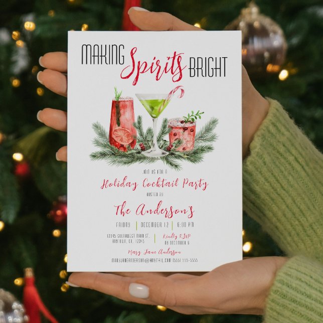 Holiday Cocktail Party Making Spirits Bright  Invitation (Creator Uploaded)