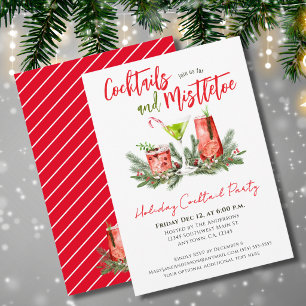 Holiday Cocktail Party Red Green Festive Drinks  Invitation
