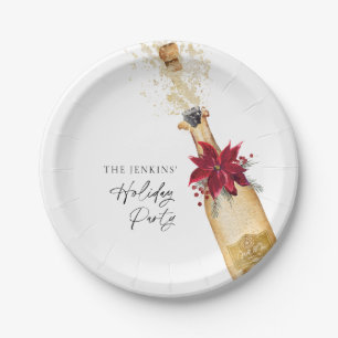 Holiday Cocktail Poinsettia Party Paper Plate