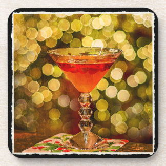 Holiday Cocktail with Lights Plastic/Cork Coaster