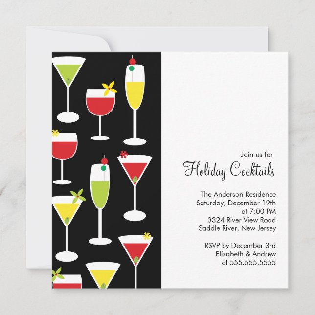 Holiday Cocktails Christmas Party Invitation (Front)