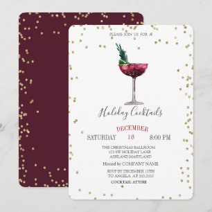 Holiday Cocktails Diamonds Company Christmas Invitation