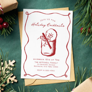 Holiday Cocktails Festive Drinks Christmas Party Invitation