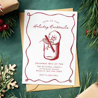 Holiday Cocktails Festive Drinks Christmas Party Invitation