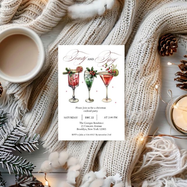 Holiday Cocktails Festive Drinks Christmas Party Invitation (Creator Uploaded)