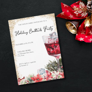 Holiday Cocktails Festive Drinks Christmas Party Invitation