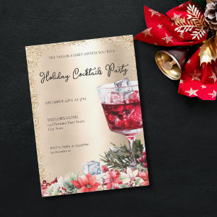 Holiday Cocktails Festive Drinks Christmas Party Invitation