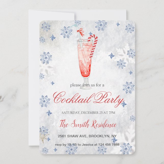 Holiday Cocktails Festive Drinks Cute Invitation (Front)