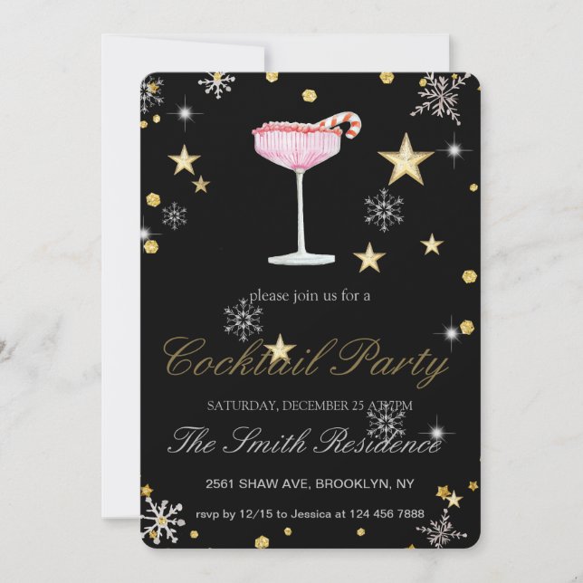 Holiday Cocktails Festive Drinks Cute Invitation (Front)
