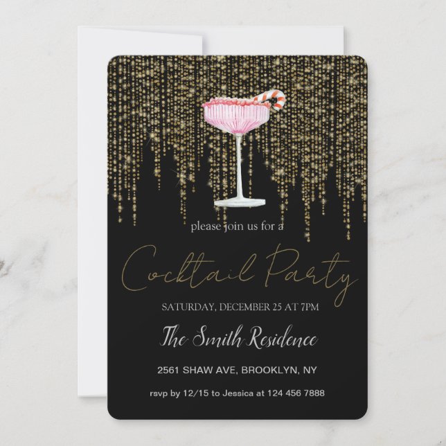 Holiday Cocktails Festive Drinks Cute Invitation (Front)