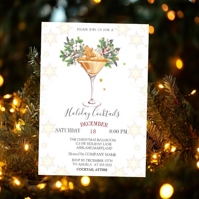 Holiday Cocktails Gingerbread Cookie Christmas  Invitation (Creator Uploaded)