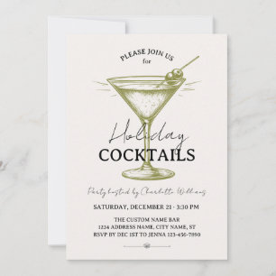 Holiday Cocktails Green Cream Drinks Christmas Invitation