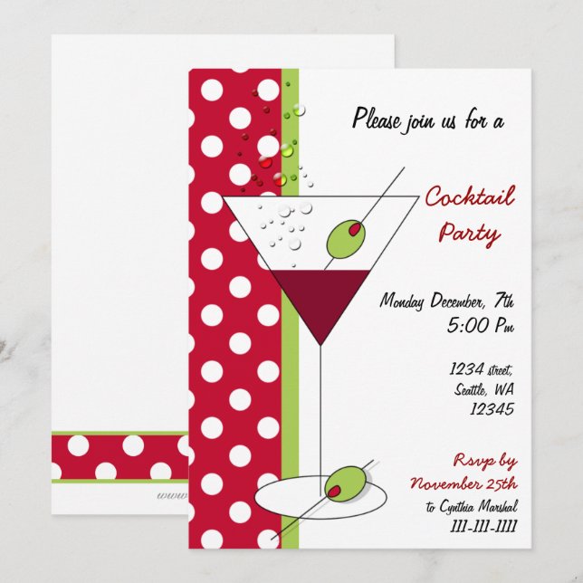 Holiday Cocktails party Invitation (Front/Back)
