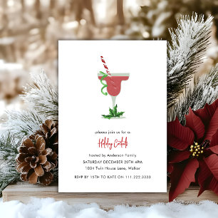 Holiday Coctails Festive Christmas Party Red  Invitation