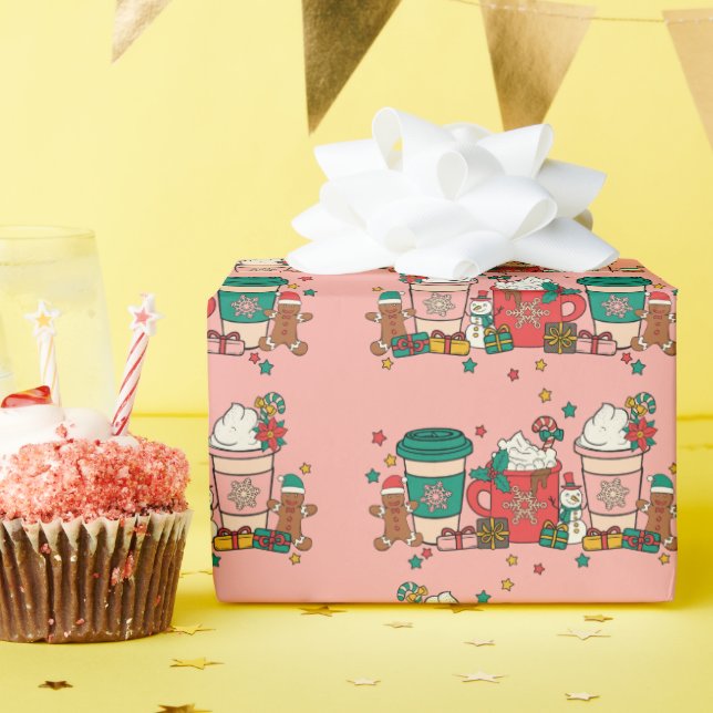 Holiday Coffee Rose Wrapping Paper (Birthday Party)