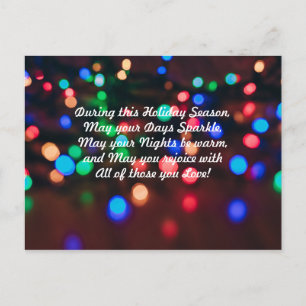 Holiday Colourful Sparkling Lights with Poem Postcard