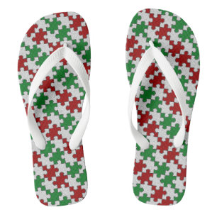 Holiday Colours Jigsaw Pieces Flip Flops