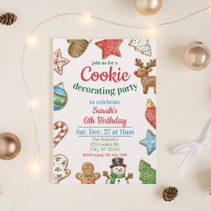 Holiday Cookie Decorating Birthday Party Invitation