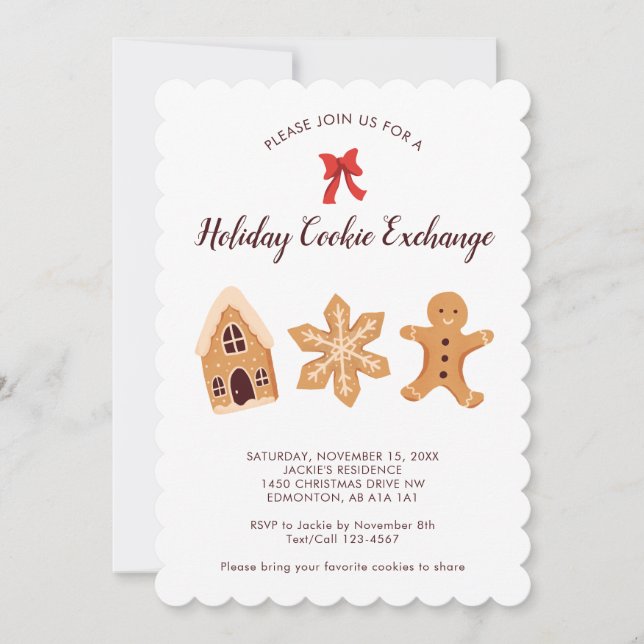 Holiday Cookie Exchange Party Christmas Cute Invitation (Front)