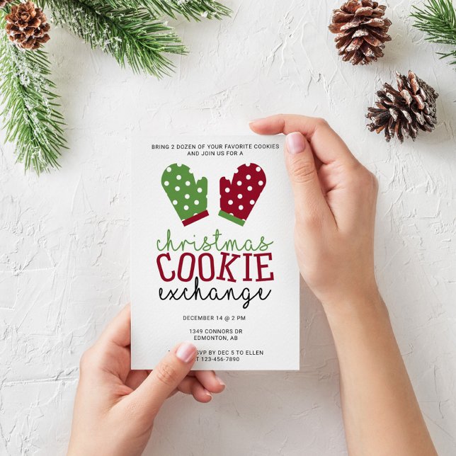 Holiday Cookie Exchange Party Christmas Oven Mitts Invitation (Creator Uploaded)