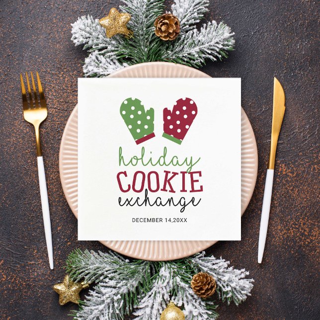 Holiday Cookie Exchange Party Christmas Oven Mitts Napkin (Creator Uploaded)