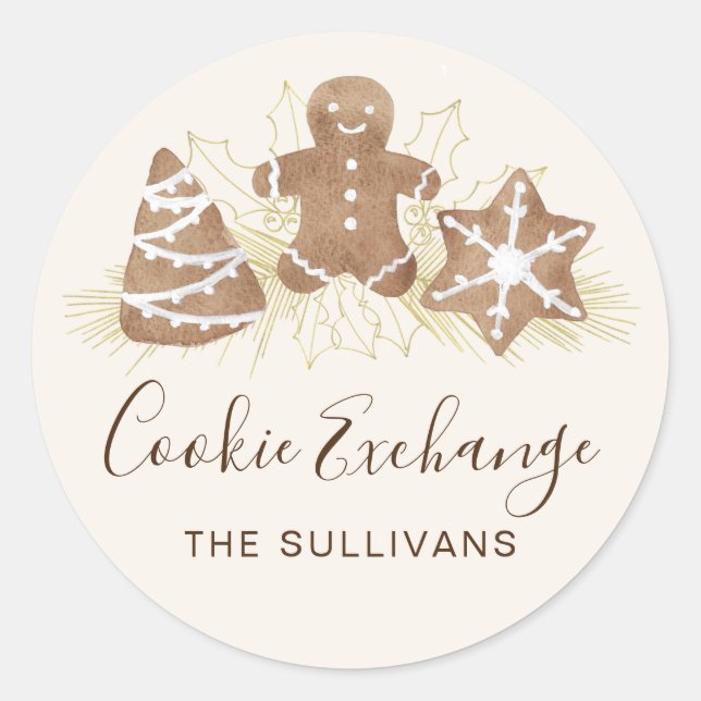 Holiday Cookie Exchange Party Classic Round Sticker (Front)