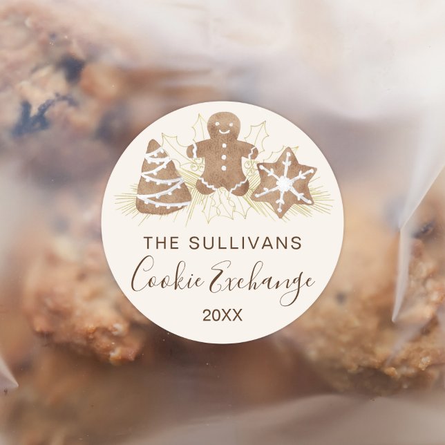 Holiday Cookie Exchange Party Classic Round Sticker (Creator Uploaded)