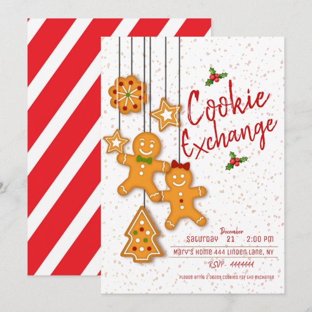 Holiday Cookie Exchange Party Invitation (Front/Back)