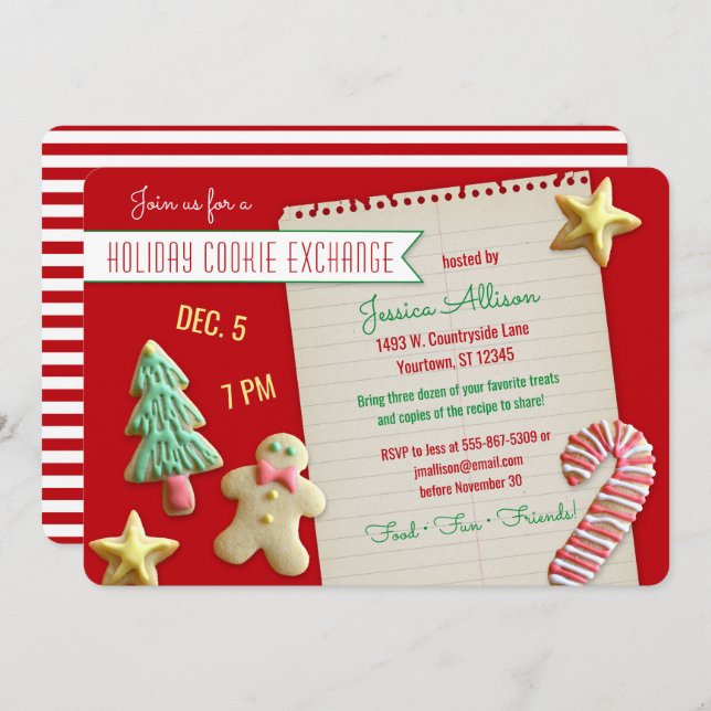 Holiday Cookie Exchange Swap Party Invitation (Front/Back)