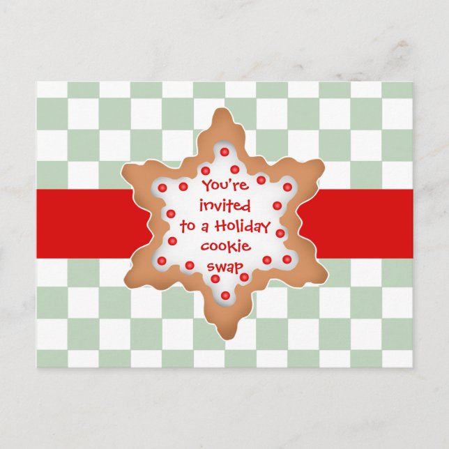 Holiday cookie swap invitation postcard (Front)