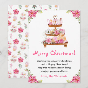 Holiday Cookies and Cocoa Pink Merry Christmas Card