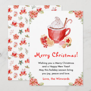 Holiday Cookies and Cocoa Red Merry Christmas Card
