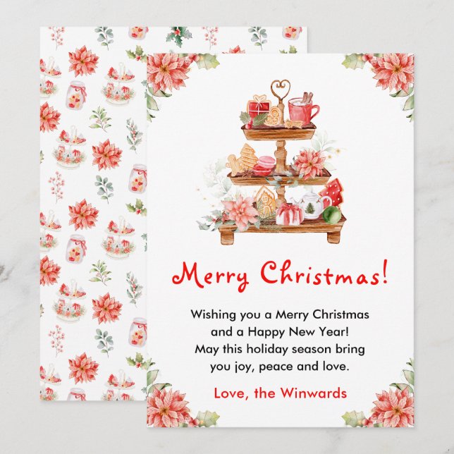 Holiday Cookies and Cocoa Red Merry Christmas Card (Front/Back)